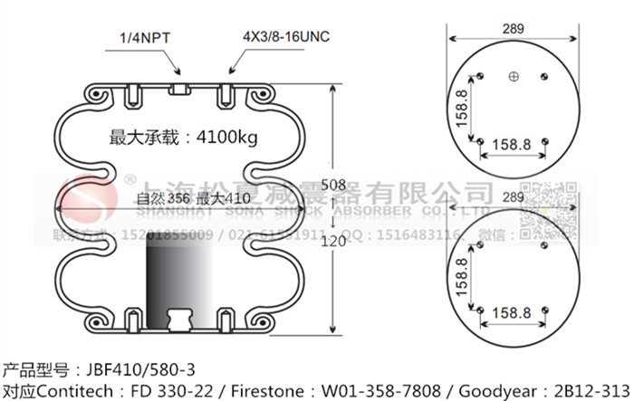 JBF410/580-3橡膠<a href='http://www.ming1688.cn/' target='_blank'><u>空氣彈簧</u></a>